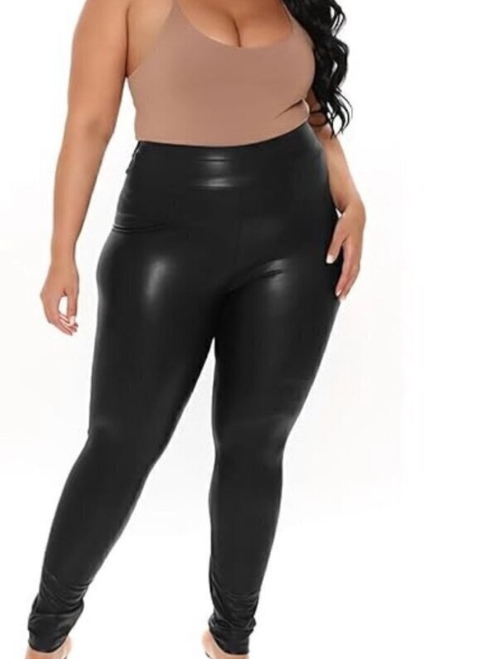 Leggings Depot Black Faux leather High Waist Leggings Size Large